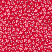 Tissu POPPY  Feuilles Rouge