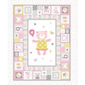 Tissu Mickael Miller Tiny Tots panneau doudou rose