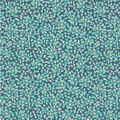 Tissu Windham TEA CUP Feuilles Bleu