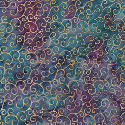 Tissu MAKOWER BATIK Courbes bleu 6-122