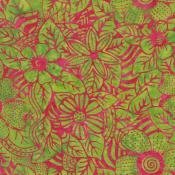 Tissu MAKOWER BATIK Fleur Vert 250