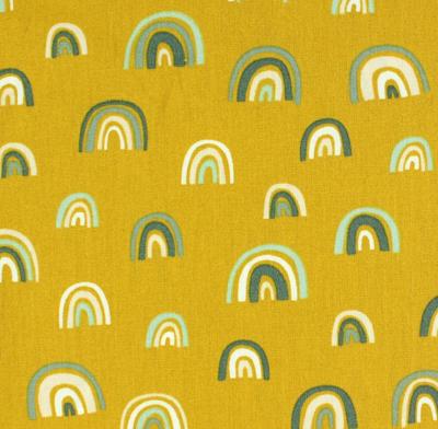 Tissu POPPY Rainbow Arc en Ciel Moutarde