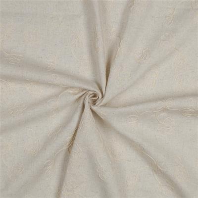 Tissu Lin et Viscose brodée fleurs