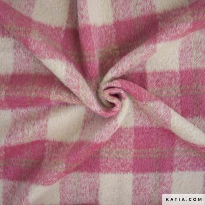 Tissu Plaid Brushed Coat Rose