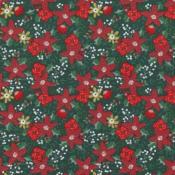 Tissu POPPY Noël Poinsettia vert