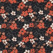 Tissu Popeline Wild Flower fond noir