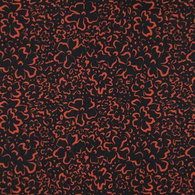 Tissu Popeline Wild FlowerOrange fond KAKI