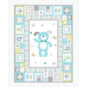 Tissu Mickael Miller Tiny Tots panneau doudou bleu