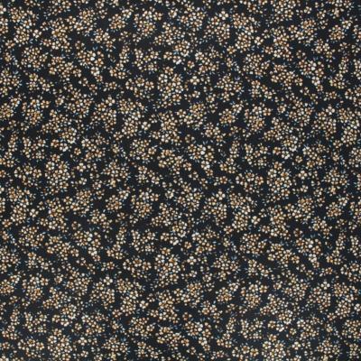 Tissu POPPY  Flowers Petites Fleurs moutarde Fond Noir