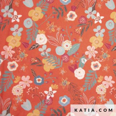 Popeline Flowers rights 100% Coton katia