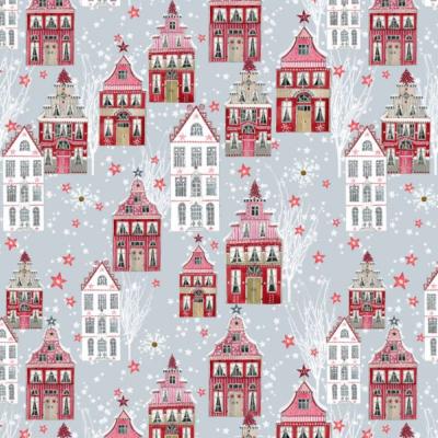 Tissu  NOËL ACUFACTUM " Maisons"