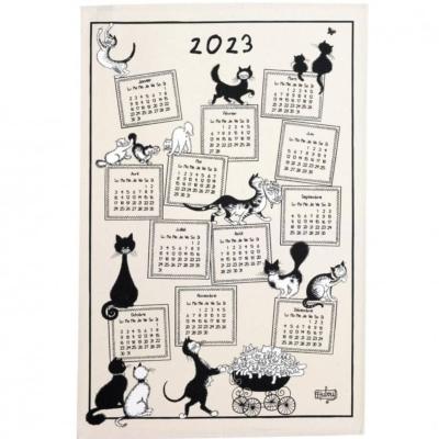 Torchon Chat DUBOUT Calendrier 2023 Blanc