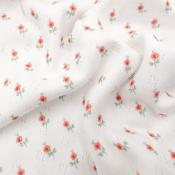 Tissu POPPY Jersey ajouré Fleurs fond blanc