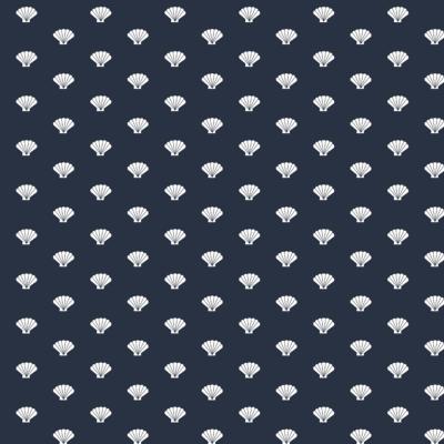 Tissu Popeline Poppy bleu marine et coquillages