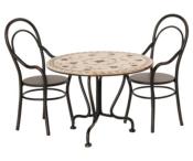 Table et Chaises Vintages Mtal pour Souris Maileg