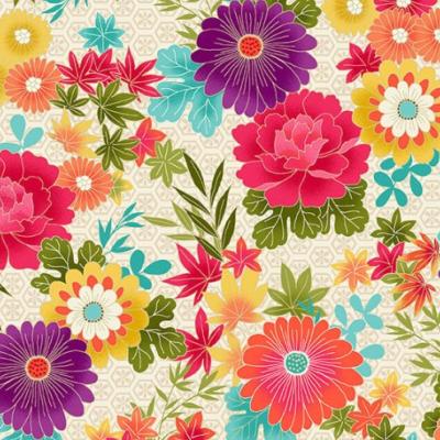 Tissu MAKOWER HIKARI 2516 D Floral Cream