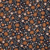 Tissu Velours côtelé Babycord Flowers bleu