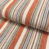 Tissu Lin et Viscose imprim Rayures orange