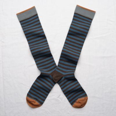 Chaussettes Hautes BONNE MAISON Rayures Terre D'Ombre