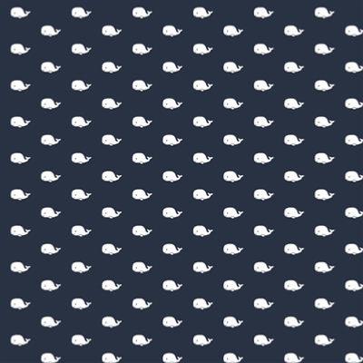 Tissu Popeline Poppy bleu marine baleines