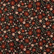 Tissu Velours côtelé Babycord Flowers noir