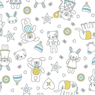 Tissu Mickael Miller Tiny Tots Ours Bleu