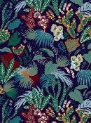 Tissu Coton Sergé Garden Nuit