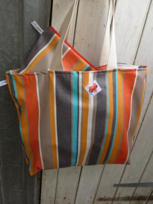  Cabas de Plage et pochette maillot RAYE ORANGE