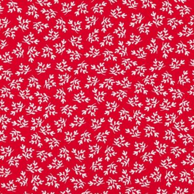 Tissu POPPY  Feuilles Rouge