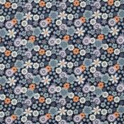 Tissu Velours ctel Babycord Flowers Fond bleu