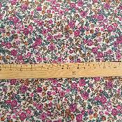 Coton fleurs roses et vertes