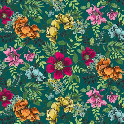 Tissu MAKOWER JEWEL FLORAL TURQUOISE