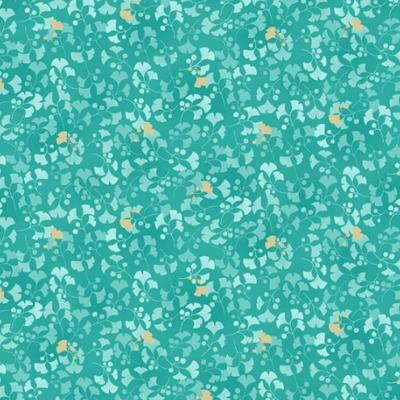 Tissu MAKOWER HIKARI 2522 T GINGKO  TURQUOISE