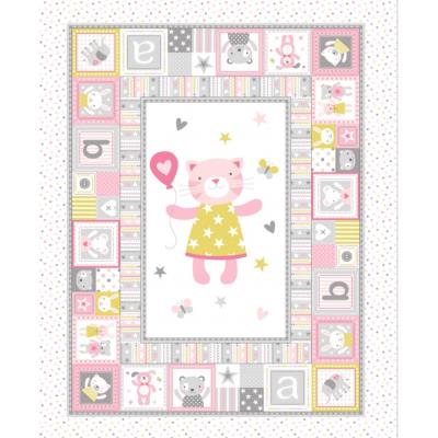 Tissu Mickael Miller Tiny Tots panneau doudou rose