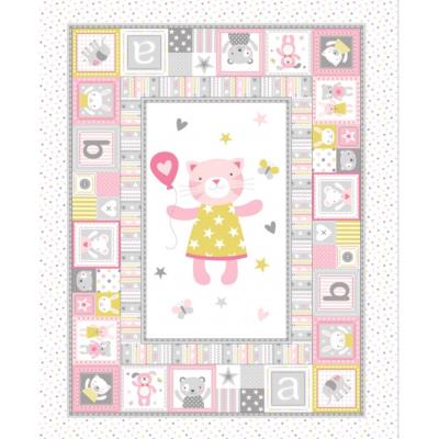 Tissu Mickael Miller Tiny Tots panneau doudou rose