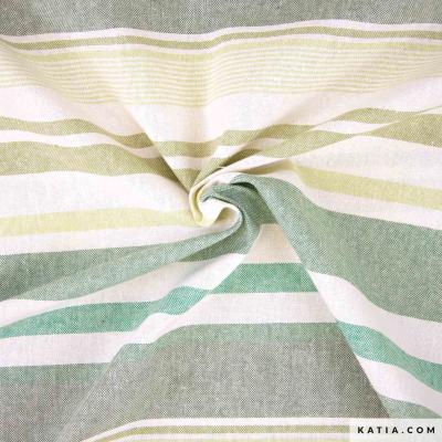 Toile CANVAS coton recyclé Rayures vert