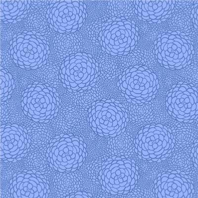 Tissu Windham TEA CUP Grosses Fleurs Bleu