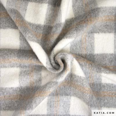 Tissu Plaid Brushed Coat Gris