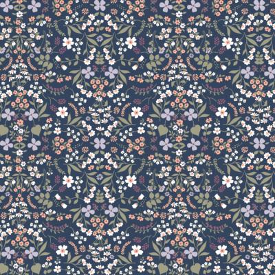 Tissu POPPY Lovely Flowers Bouquet Bleu