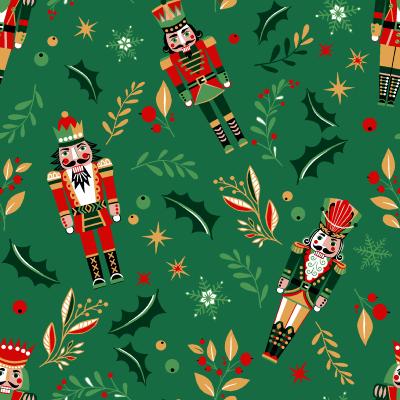 Tissu Percale Nutcracker Vert