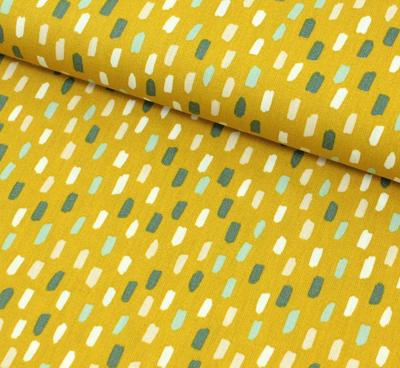 Tissu POPPY Rainbow Pluie Moutarde