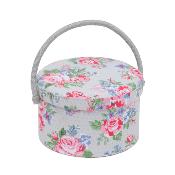Boite couture Tissu Roses Ronde