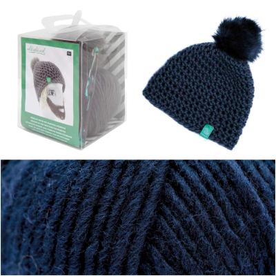 Kit Crochet Bonnet Pompon Rico Design BLEU MARINE