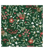 Tissu Percale Esprit de Noël Branche de Houx vert
