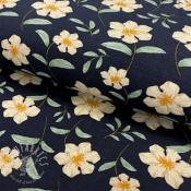 Tissu POPPY Jersey Modal Lily Flowers marine