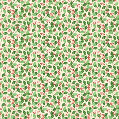 Tissu MAKOWER Christmas Holly Trail Crème