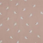 Tissu Poppy simple waffle oiseaux fond rose