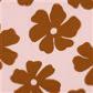 Tissu Lin et Viscose fleurs marron fond rose