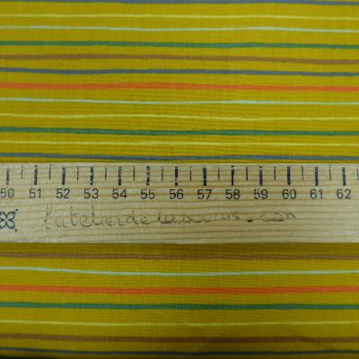 Tissu POPPY Stripe and Space Bleu Rayures Moutarde