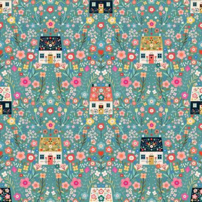 Tissu Dashwood Studio Strawberry Cottage Bleu